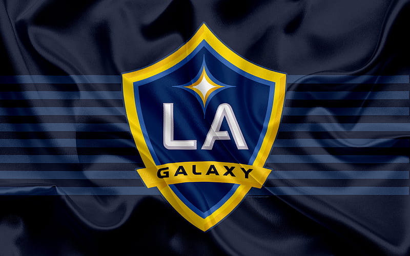 Los Angeles Galaxy FC, American Football Club, MLS, Major League Soccer, emblem, logo, silk flag, Los Angeles, California, USA, football, HD wallpaper