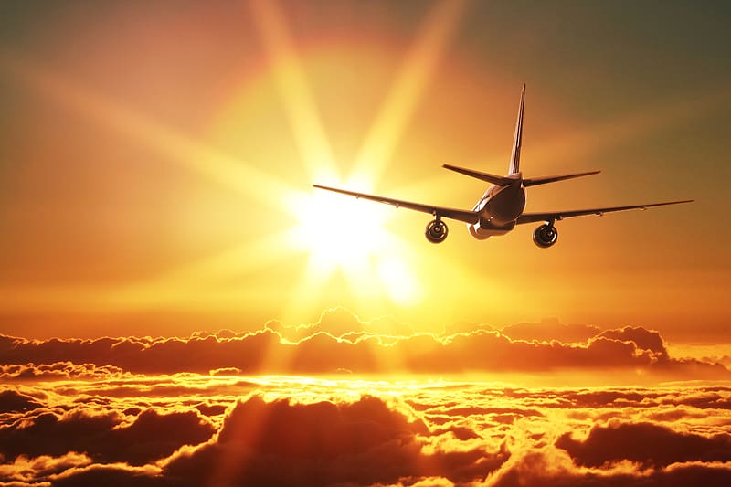 Sky, Sun, Cloud, Aircraft, Passenger Plane, Sunbeam, Vehicles, HD wallpaper