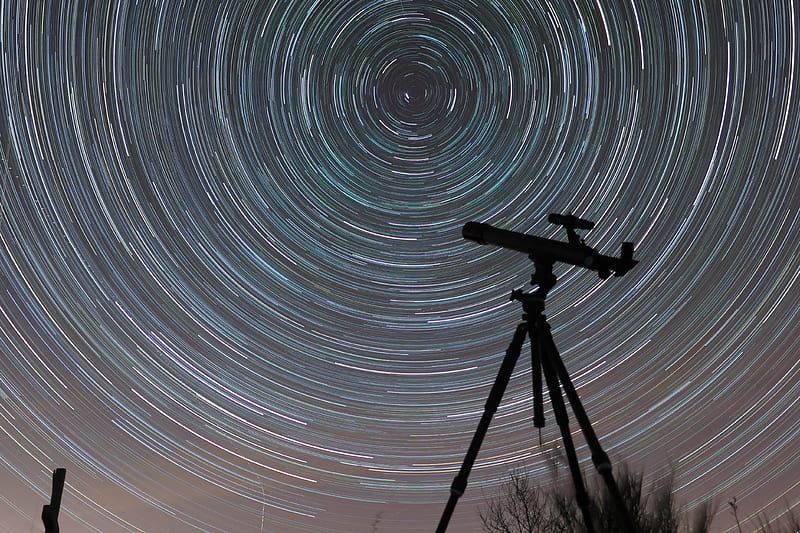 telescope, starry sky, night, blur, motion, HD wallpaper