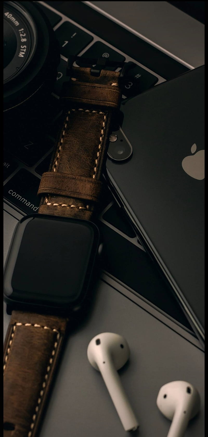 Apple, airpods, black, camera iphonex, mac , watch, HD phone wallpaper