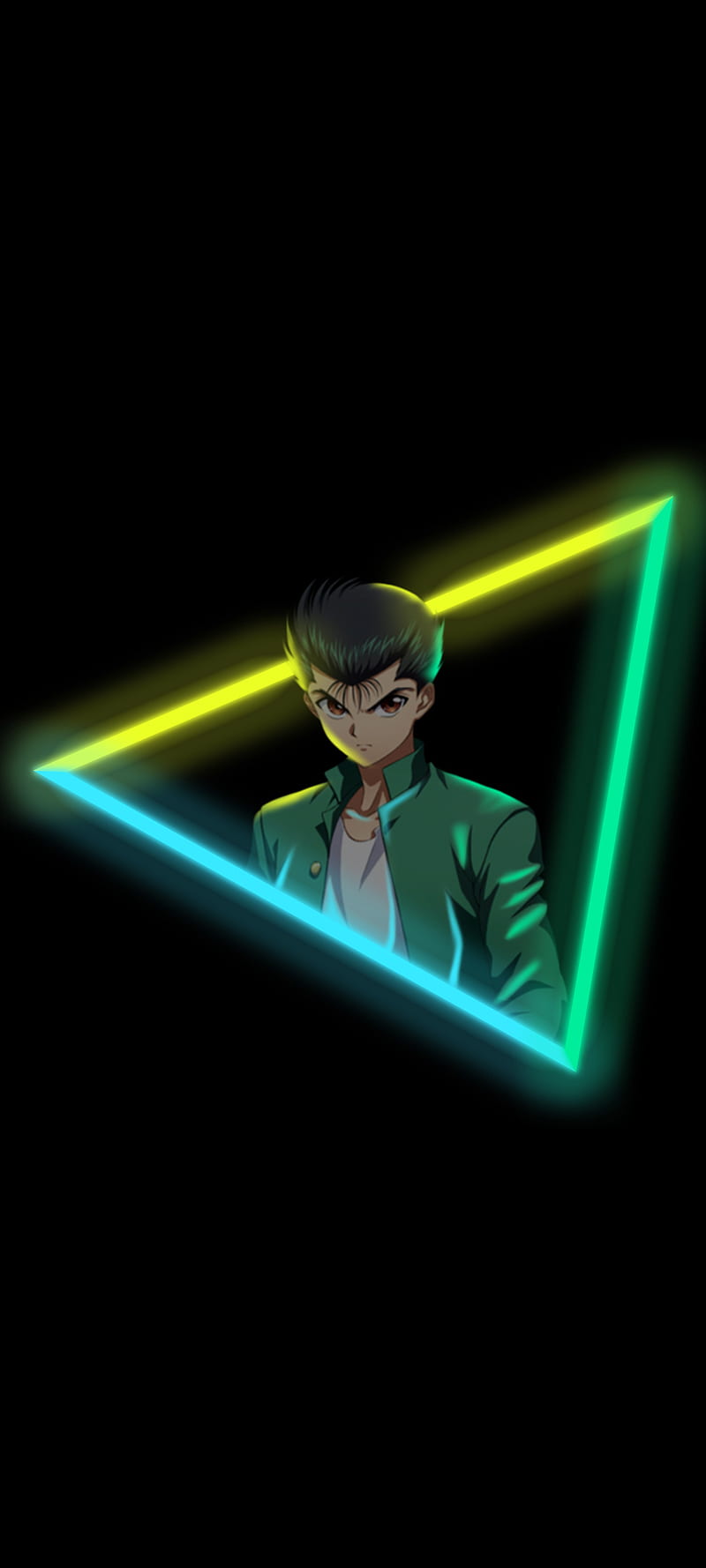 Yusuke Neon, black, yyh, simple, aurora, anime, lights, HD phone wallpaper