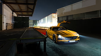 Mercedes Benz Amg GT Yellow, mercedes-amg-gtr, mercedes, carros, 2019-cars, behance, HD wallpaper