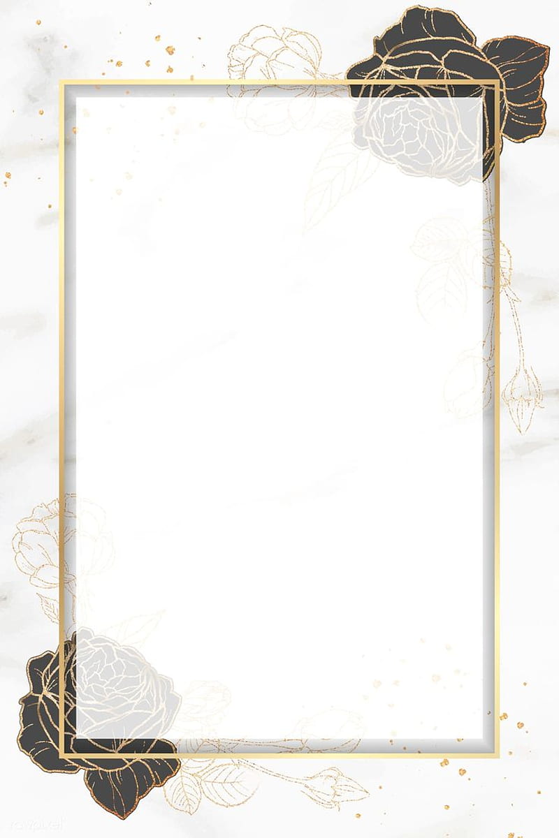 Blank golden rectangle frame vector. premium / taus. Flower background , Black abstract background, Wedding frames, HD phone wallpaper