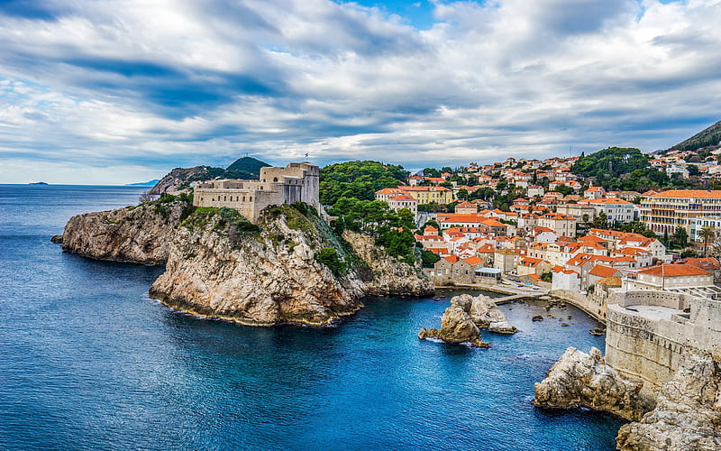 Fort Lovrijenac, Dubrovnik, Adriatic Sea, fortress, coast, resort, Croatia, Lovrijenac, HD wallpaper