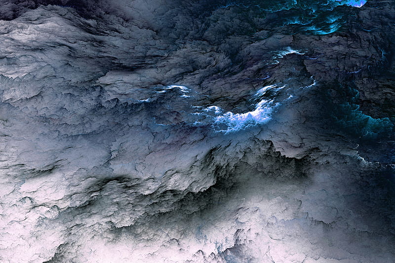 Blue White Clouds, artist, clouds, digital-art, HD wallpaper