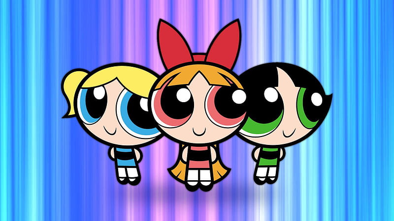 The Powerpuff Girls Blossom, Bubbles and Buttercup Are Flying High In Colorful Background Anime, HD wallpaper