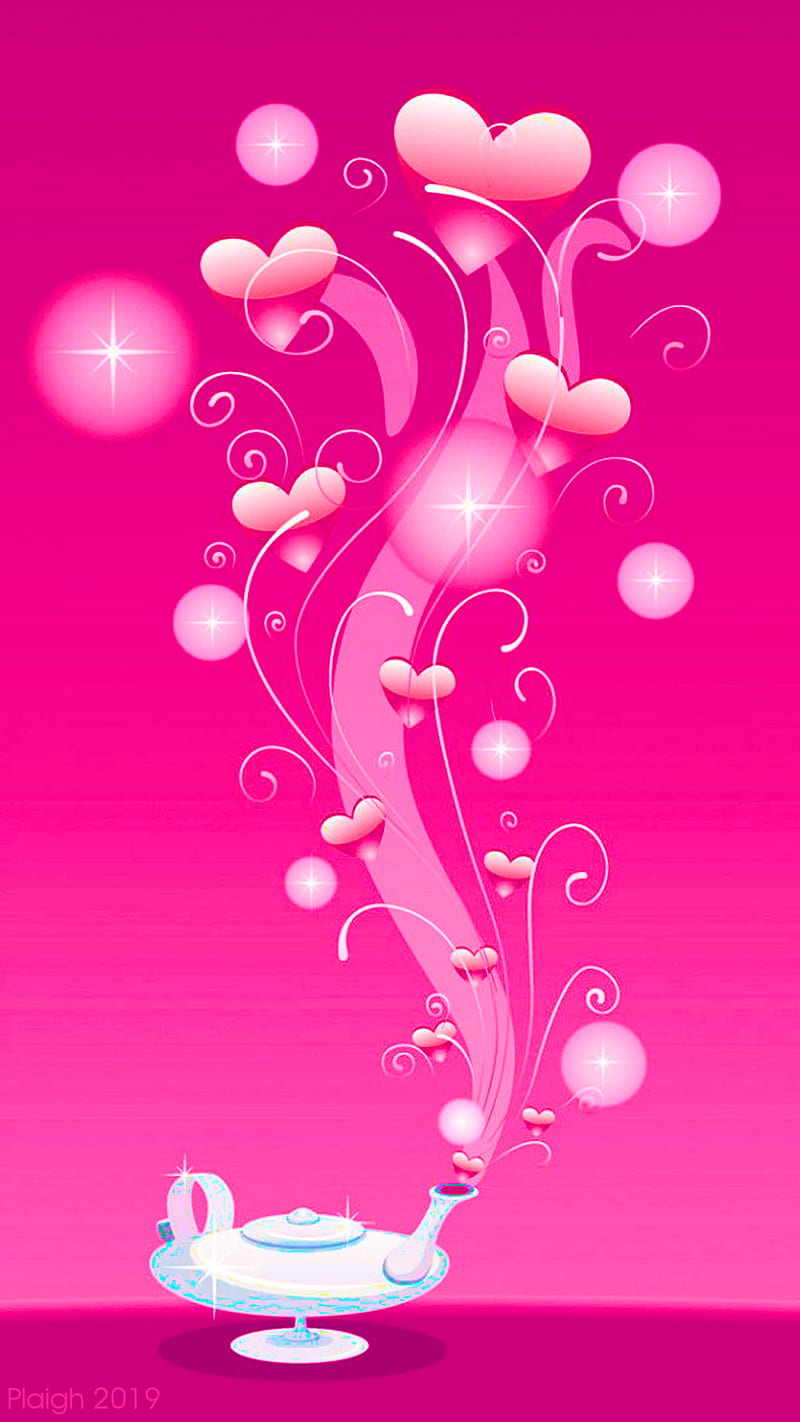 Pink Genie, love, corazones, pretty, HD phone wallpaper