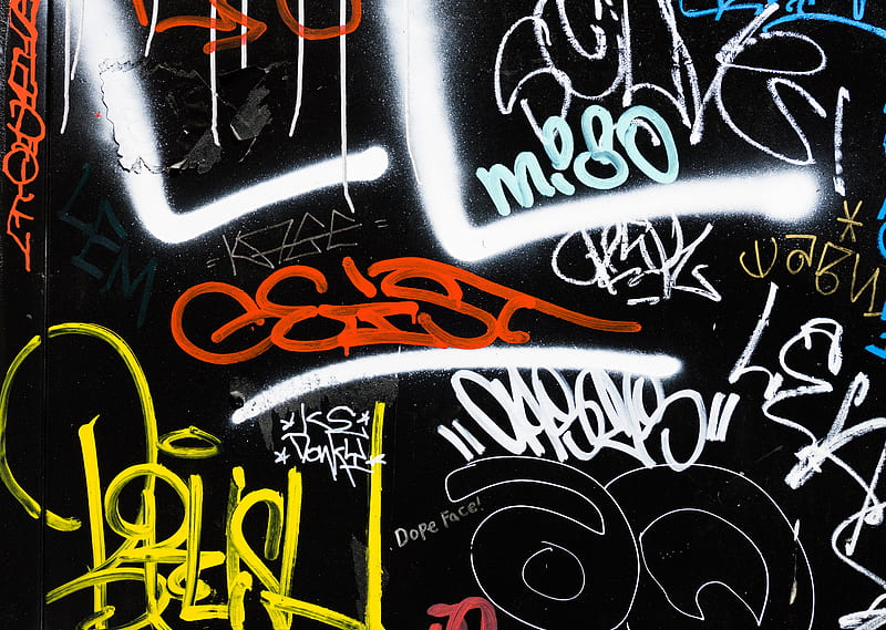 black and multicolored graffiti art, HD wallpaper