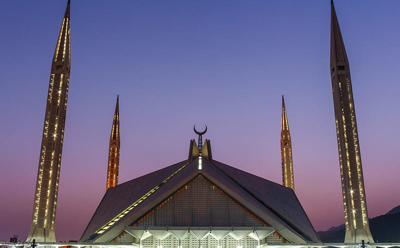 Shah Faisal Mosque Islamabad Ultra, Architecture, bonito, sky, evening, graphy, art, artistic, night graphy, pakistan, mosque, lowlight graphy, dim light, dusk, islamabad, shah faisal mosue, HD wallpaper