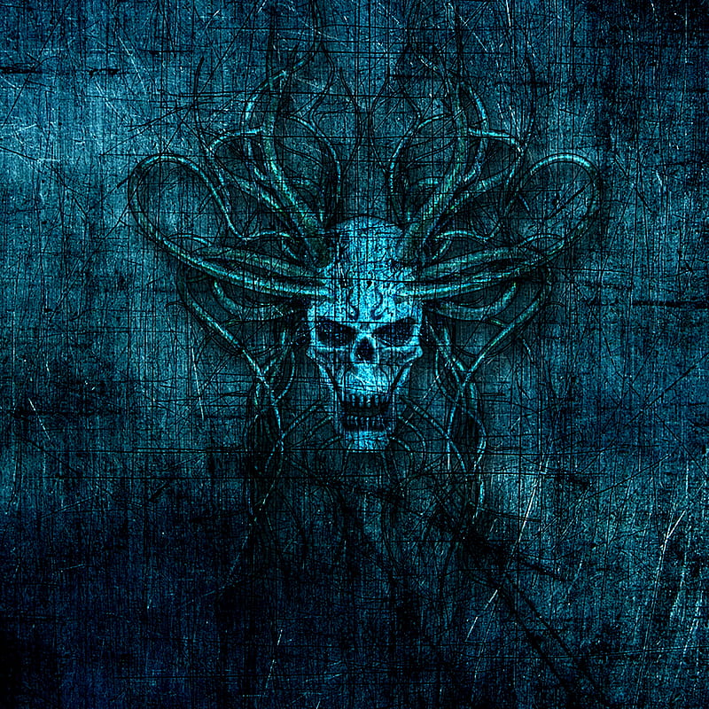Blue Skull , scratch, dark, whatsapp, samsung, apple, iphone, bones, flag, HD phone wallpaper