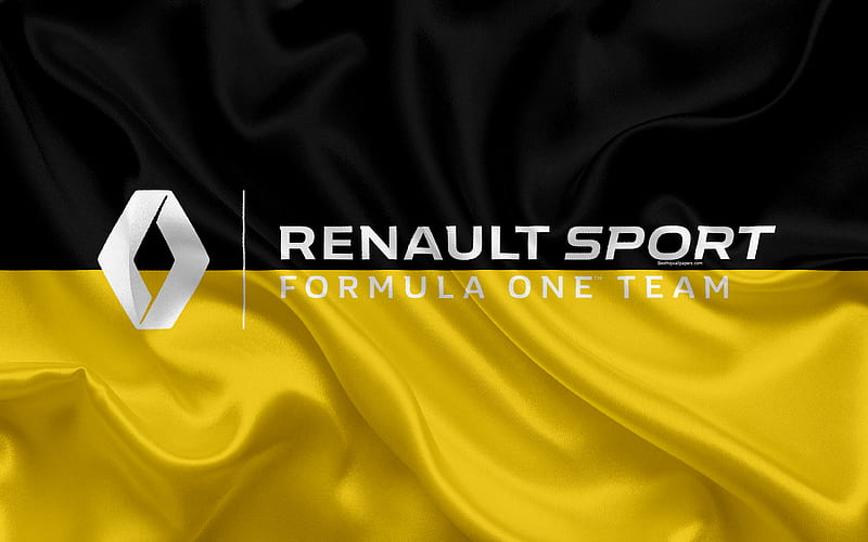 Renault Sport, Formula One Team racing team, Formula 1, logo, F1, silk flag, motorsport, France, HD wallpaper