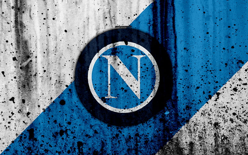 FC Napoli logo, Serie A, stone texture, Napoli, grunge, soccer, football club, Napoli FC, HD wallpaper