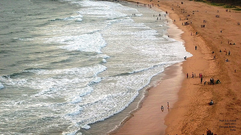 Devgad Beach, sea waves, arebia sea, pune, devgad, human life, thiba point, konkan, HD wallpaper