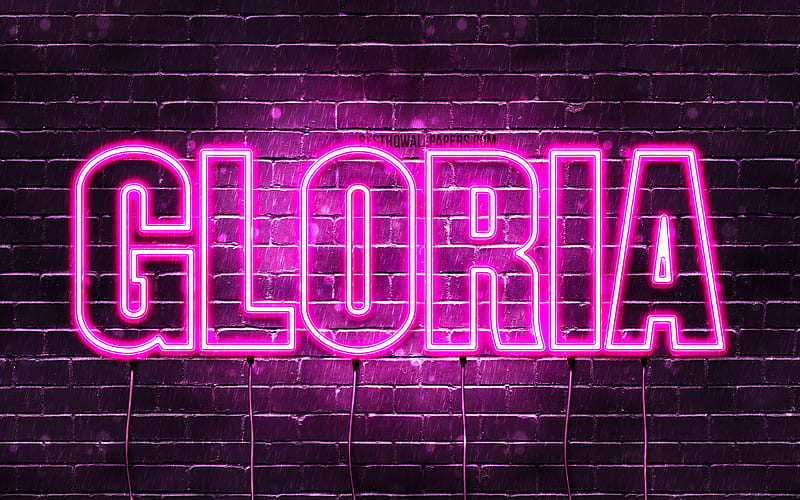 Gloria with names, female names, Gloria name, purple neon lights,  horizontal text, HD wallpaper | Peakpx