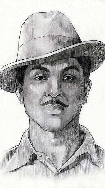 Shaheed Bhagat Singh Pencil Sketch - Desi Painters