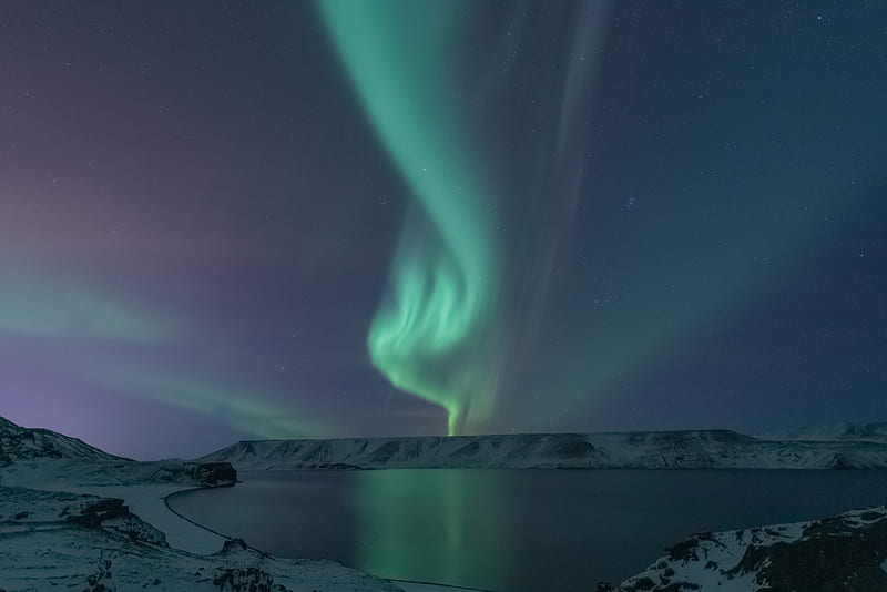 Earth, Aurora Borealis, Lake, Nature, Night, Sky, Stars, Winter, HD wallpaper