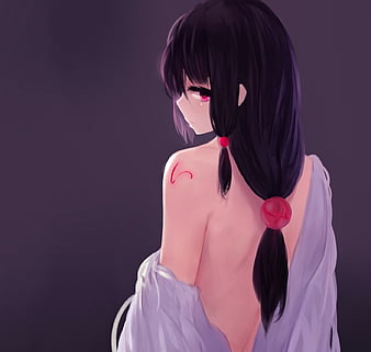 Mobile wallpaper: Anime, Night, Girl, Black Hair, 1390993 download the  picture for free.