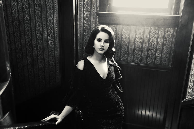 Singers, Lana Del Rey, American, Black & White, Dress, Singer, HD wallpaper