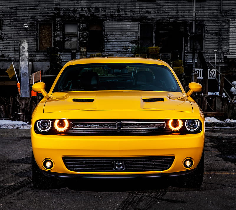 Yelllow challenger, dodge, muscle, usa, yellow, HD wallpaper