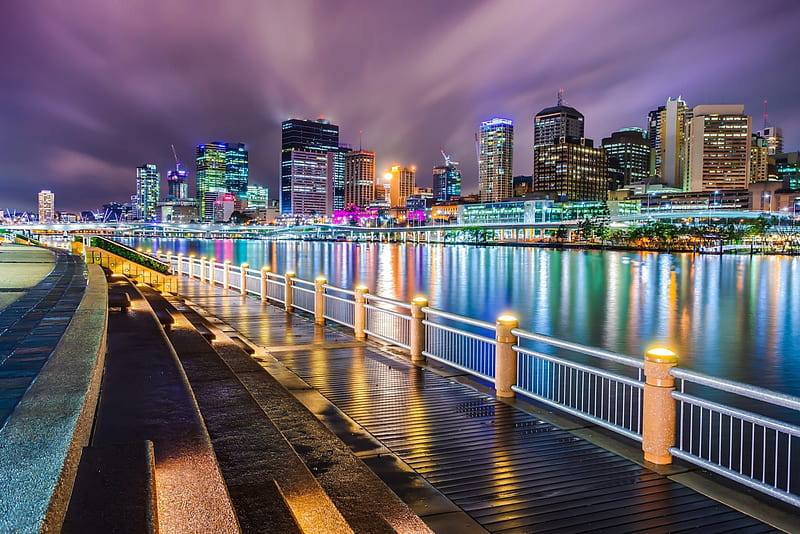 Brisbane, city, Australia, bridge, buildings, HD wallpaper
