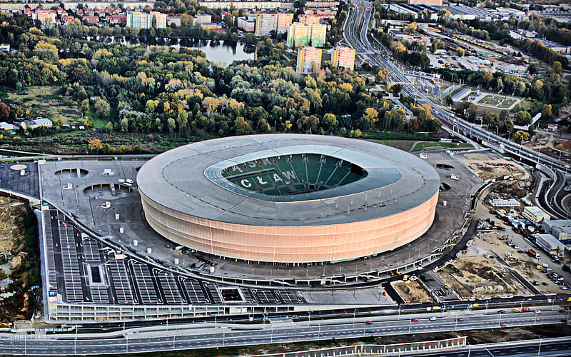 Stadion Miejski aerial view, R, Stadion Wroclaw, polish stadiums, football stadion, Wroclaw, Poland, Slask Wroclaw Stadium, HD wallpaper