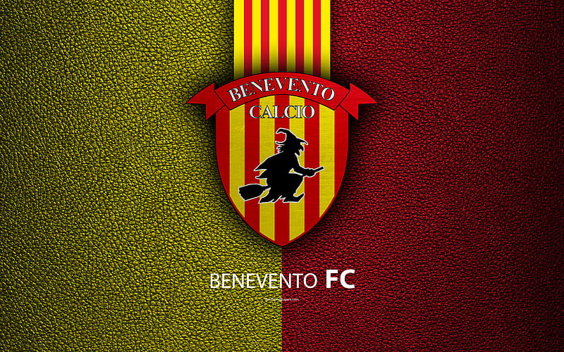 Benevento FC Italian football club, Serie A, emblem, logo, leather texture, Benevento, Italy, Italian Football Championships, HD wallpaper