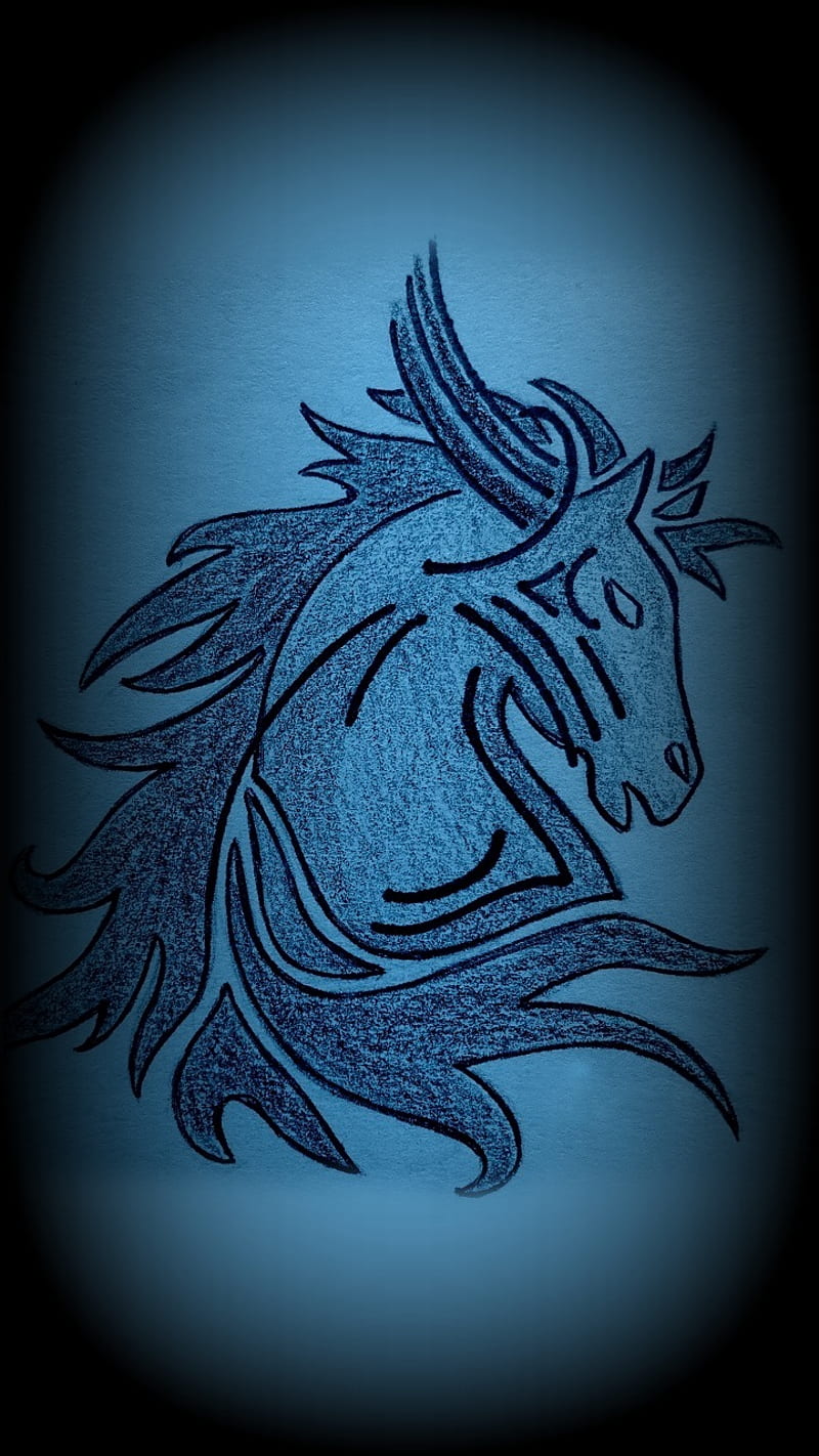 Gladiator Horse Art, anime, blue, designs, drawn, equine, steed, HD phone wallpaper