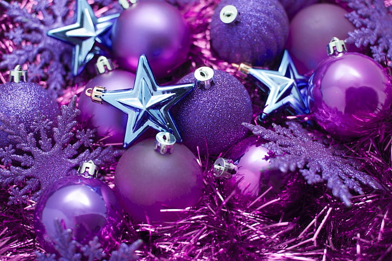 It`s Christmas time!, ornaments, stars, purple, snow, purple christmas, HD wallpaper