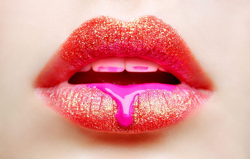 Delicious orange, mouth, delicious, orange, lips, woman, pink, HD