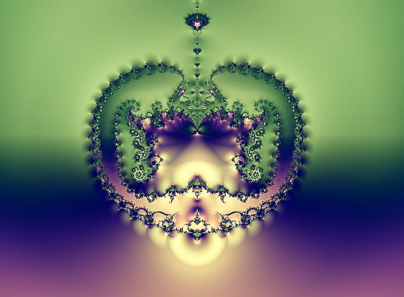 Royal crown?, gold, green, burgundy, fractal, HD wallpaper