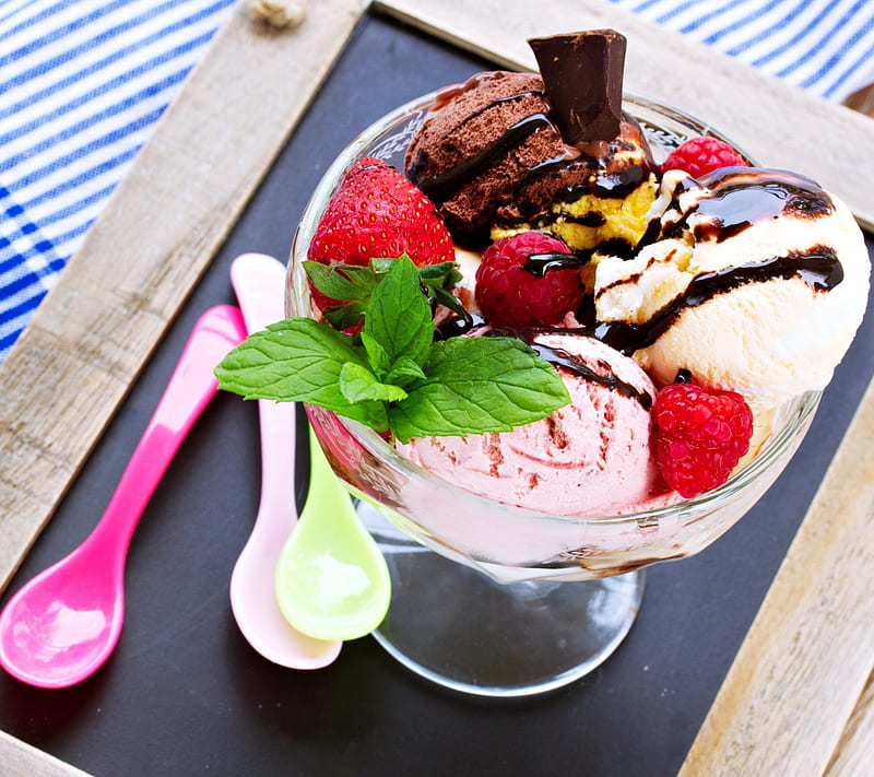 ice cream, chocolate, sundae, HD wallpaper