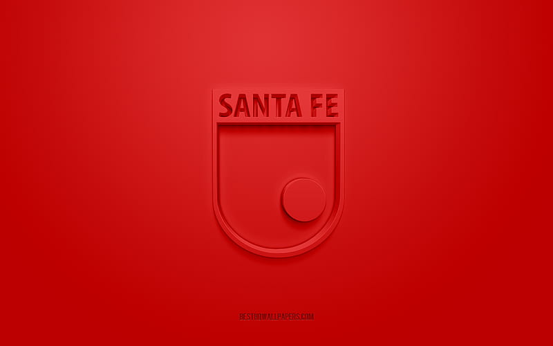 Independiente Santa Fe, creative 3D logo, red background, 3d emblem, Colombian football club, Categoria Primera A, Bogota, Colombia, 3d art, football, Independiente Santa Fe 3d logo, HD wallpaper