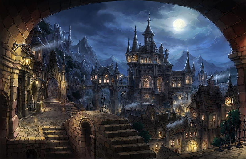 Enchanted Castle, enchanting, sky, castle, fairy, fantasy, HD wallpaper