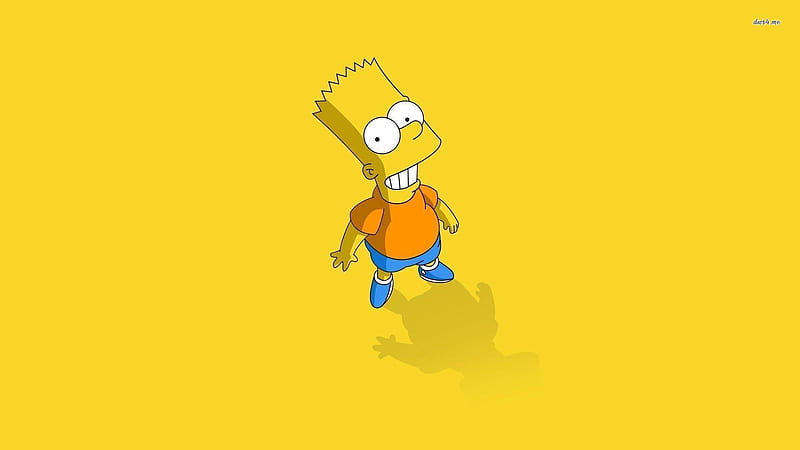 bart simpson in yellow background wearing orange tshirt and blue half pants movies, HD wallpaper