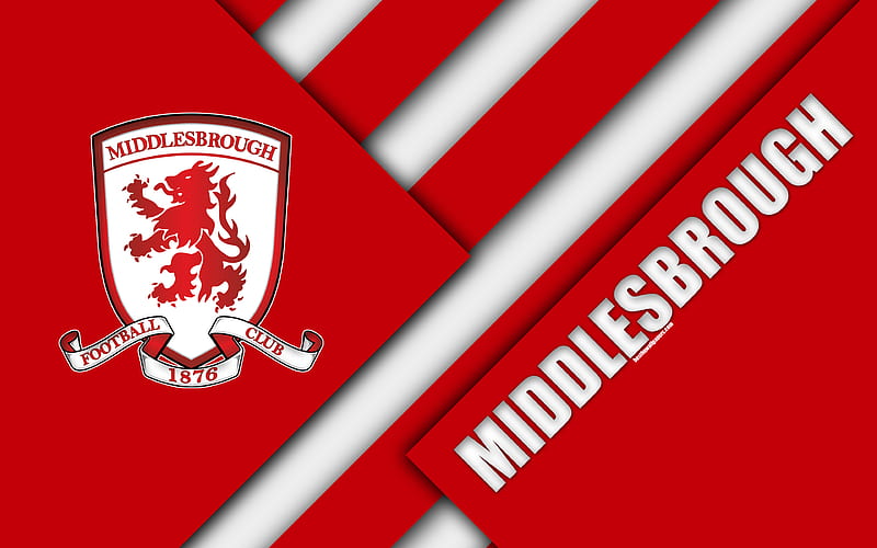 Middlesbrough FC, logo red abstraction, material design, English football club, Middlesbrough, England, UK, football, EFL Championship, HD wallpaper