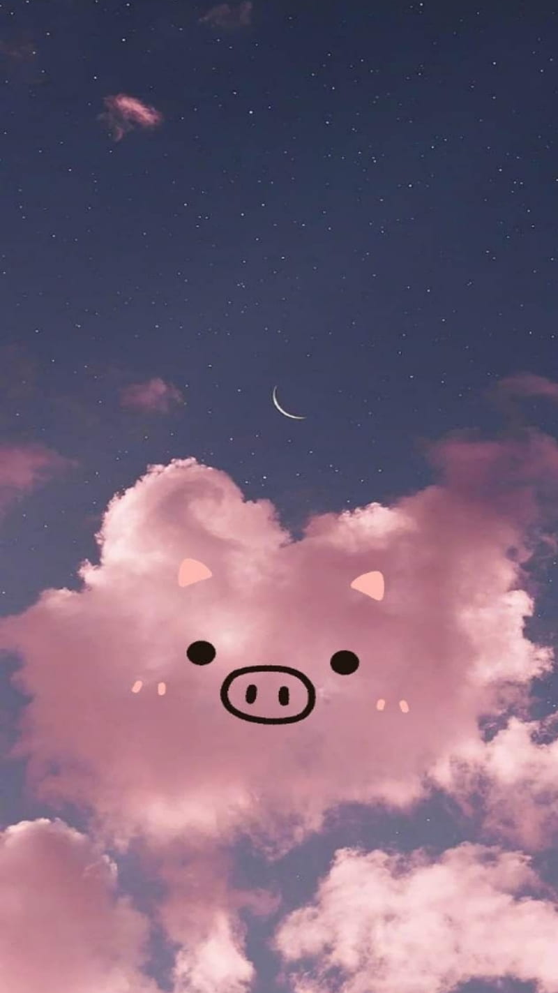 Puerquito Nube, cute, background, nube, puerquito, HD phone wallpaper