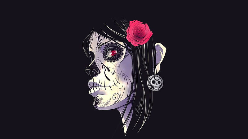 Rose Sugar Skull, Night of the Living Dead, scary, Halloween, horror, Firefox Persona theme, HD wallpaper