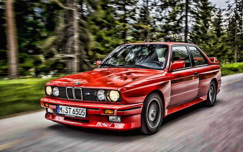 BMW M3, E30, motion blur, tuning, tunned M3, BMW E30, german cars, BMW, red E30, HD wallpaper