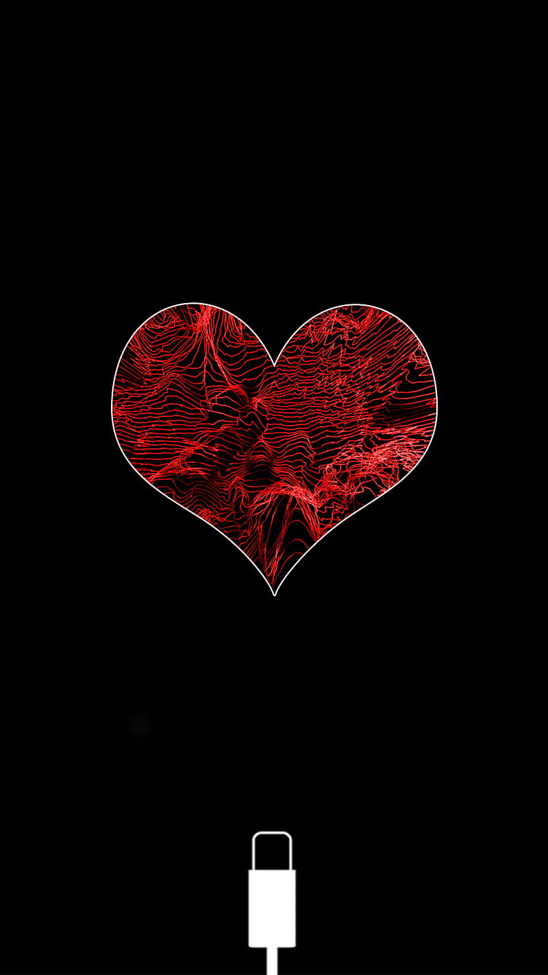 red heart charge, Blackandblack, black, full charge, corazones, live, lock, red heart, HD phone wallpaper