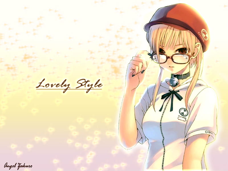 Lovely Style, female, glasses, bell, sexy, hat, cute, girl, anime, hot, anime girl, HD wallpaper