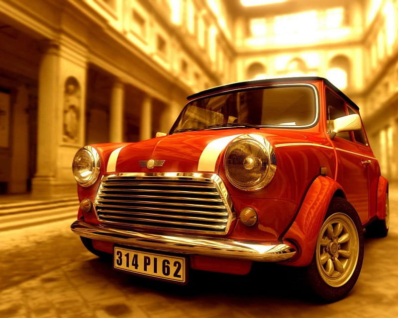 Mini Cooper, cute, red, car, small, beautyful, HD wallpaper