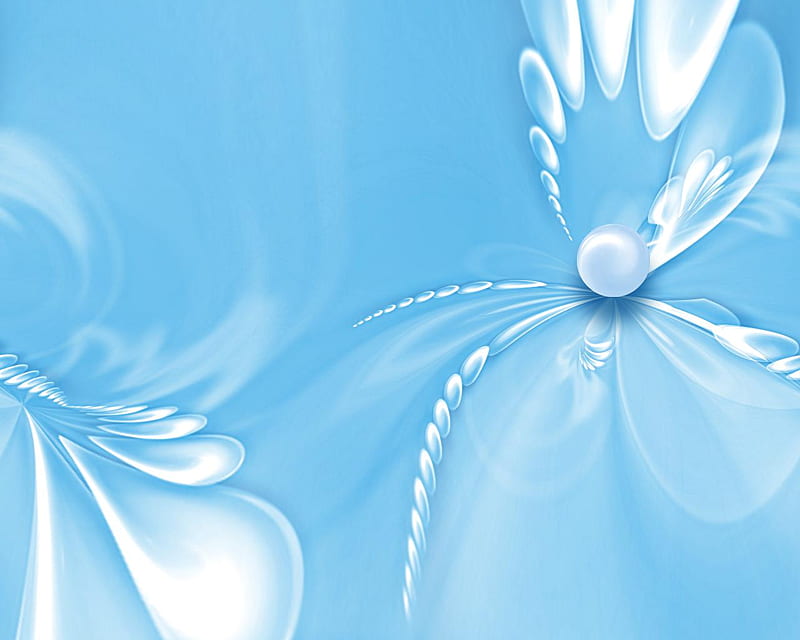Pearl in the oyster, pearl, abstract, blue, HD wallpaper