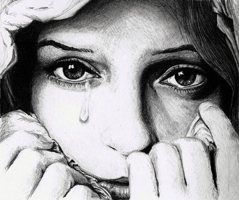 Download Crying Girl Sketch Pictures | Wallpapers.com