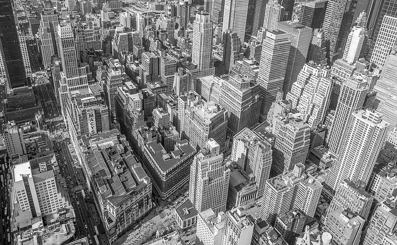 Buildings Black and White Ultra, Black and White, City, View, Buildings, Aerial, Urban, blackandwhite, HD wallpaper