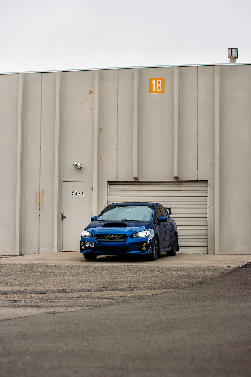 subaru, car, blue, parking, front view, HD phone wallpaper