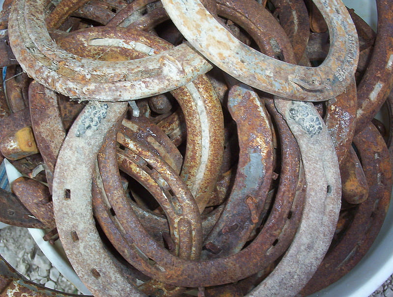 All Used Up, used, antique, rusty, horse shoes, old, HD wallpaper