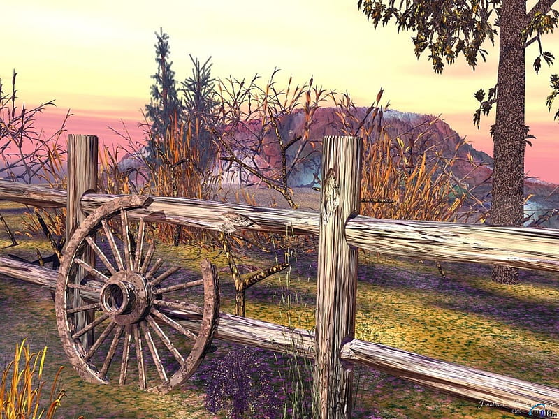 Redneck Fence, circle, grass, scarlet, birch, yellow, nice, fantasy, mounts, boards, flowers, paisage, wood, paysage, paint, sky, abstract, trees, mounains, panorama, timber, cool, purple, awesome fence, colorful, brown, fencepost, gray, shout, coterie, bonito, redneck, impeller, farm, round, grasslands, leaves, green, painting, fields, land, wheel, scenery, pink, cartwheel, amazing, colors, el, mesa, raft, leaf, paisagem, plants, day, nature, natural, scene, scarlat, HD wallpaper
