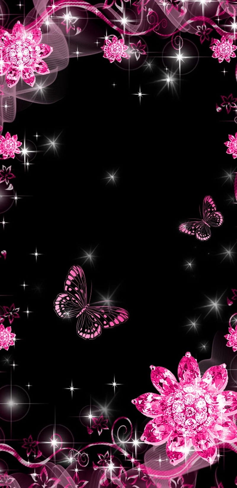 Sparkling butterfly, pink, pretty, sparkles, HD phone wallpaper