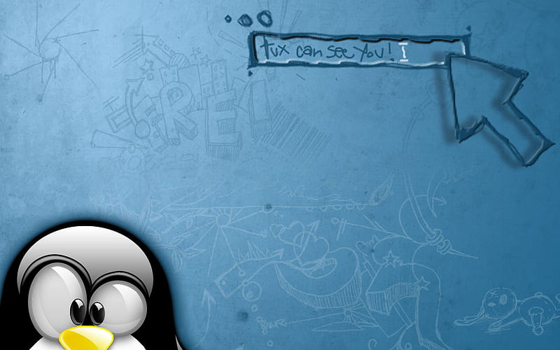tux-i can see you, linux, see you, tux, penguin, HD wallpaper