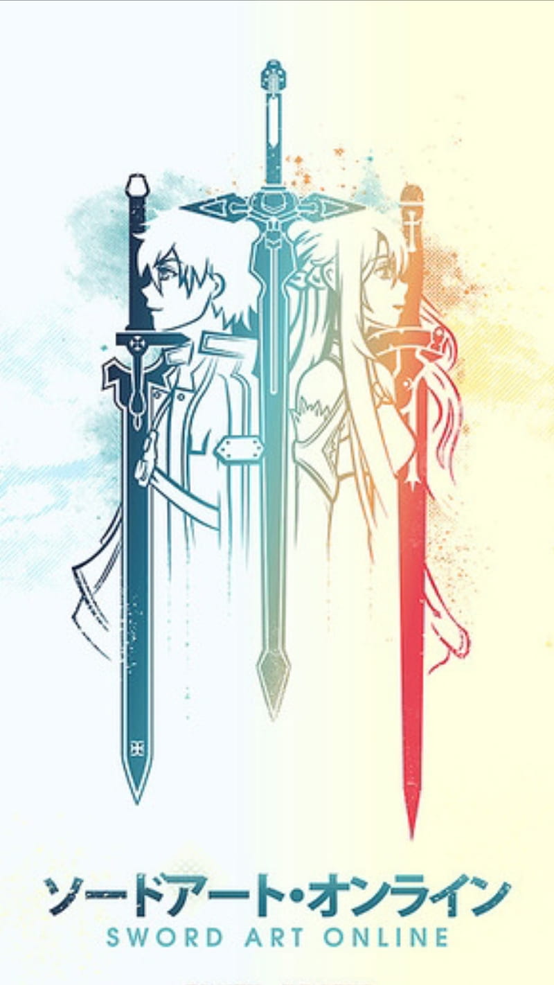 Sword Art Online, kirito, asuna, swords, dual, anime, HD phone wallpaper